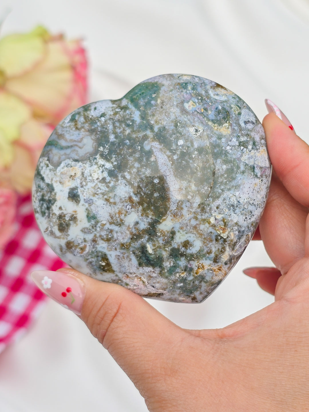 Sea Jasper Puffy Heart O