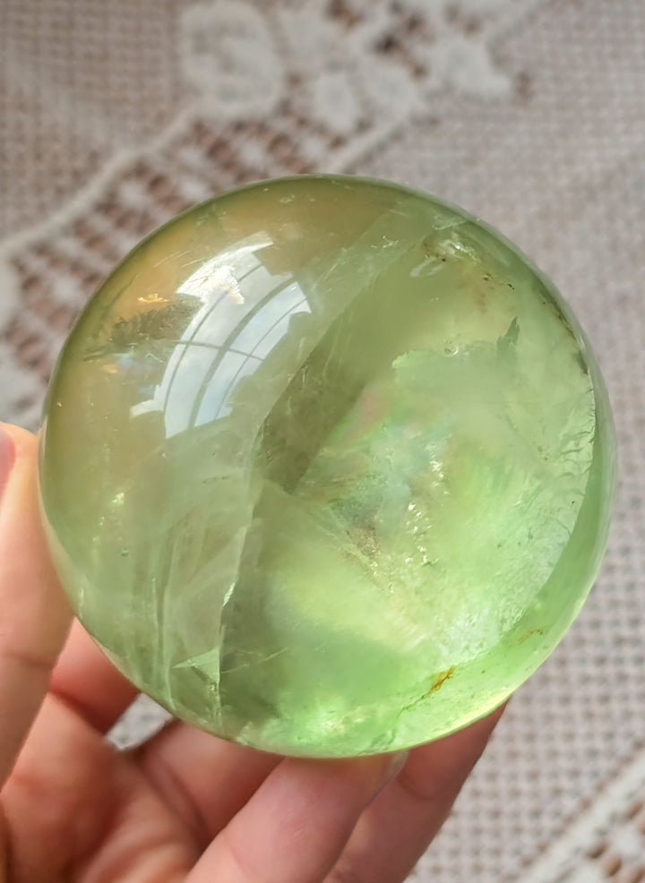 Green Apple 🍏 Fluorite Sphere b