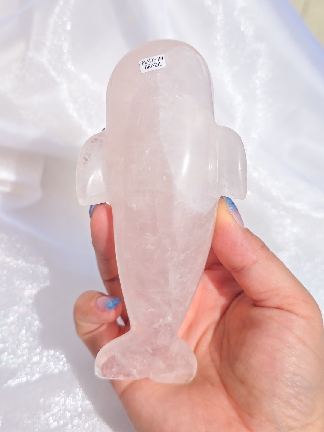 Brazilian Rose Quartz Whale Carving
