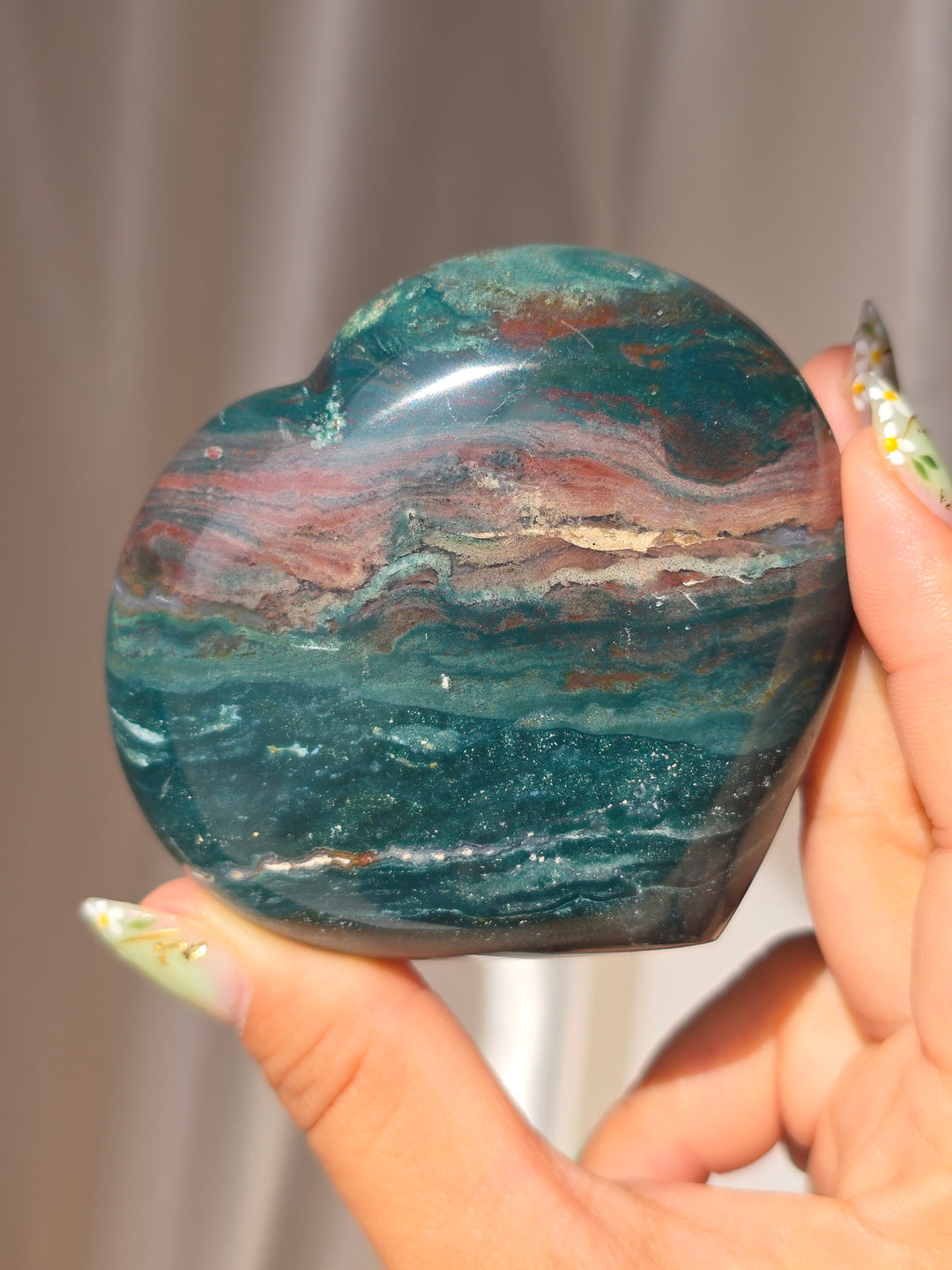 Sea Jasper Puffy Heart g7