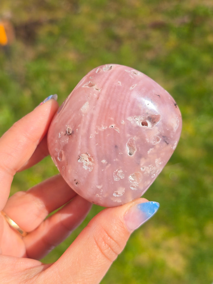 Sugar Druzy Pink Opal Palm Stones From Peru