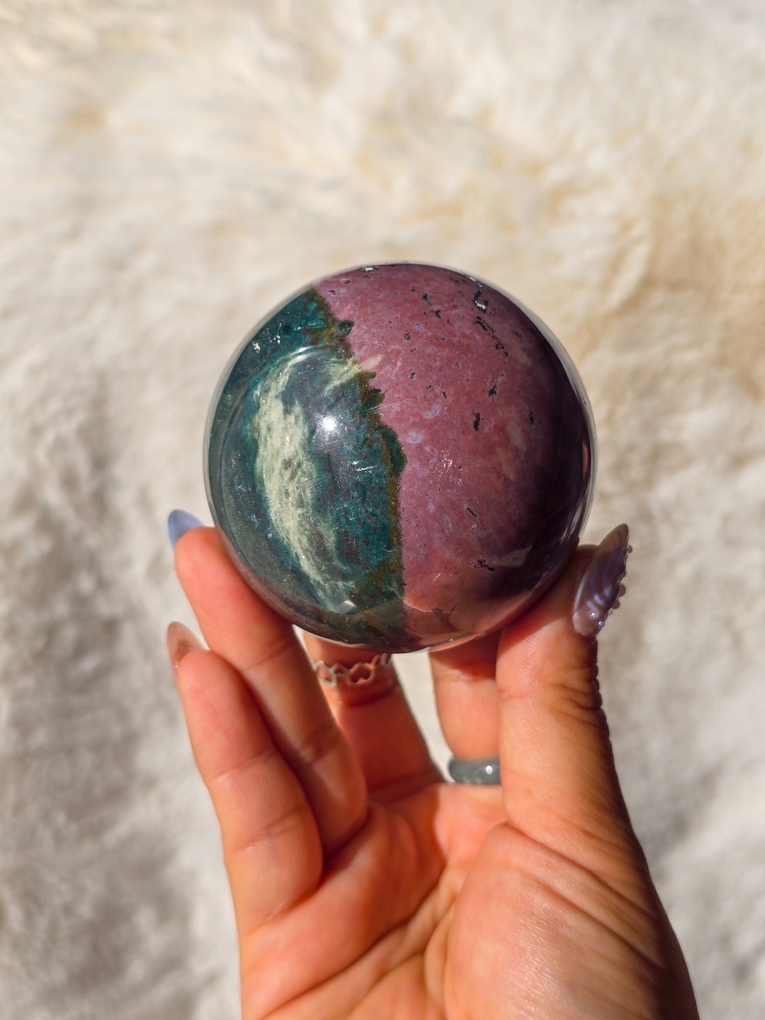 Berry Forest Sea Jasper Sphere with Druzy
