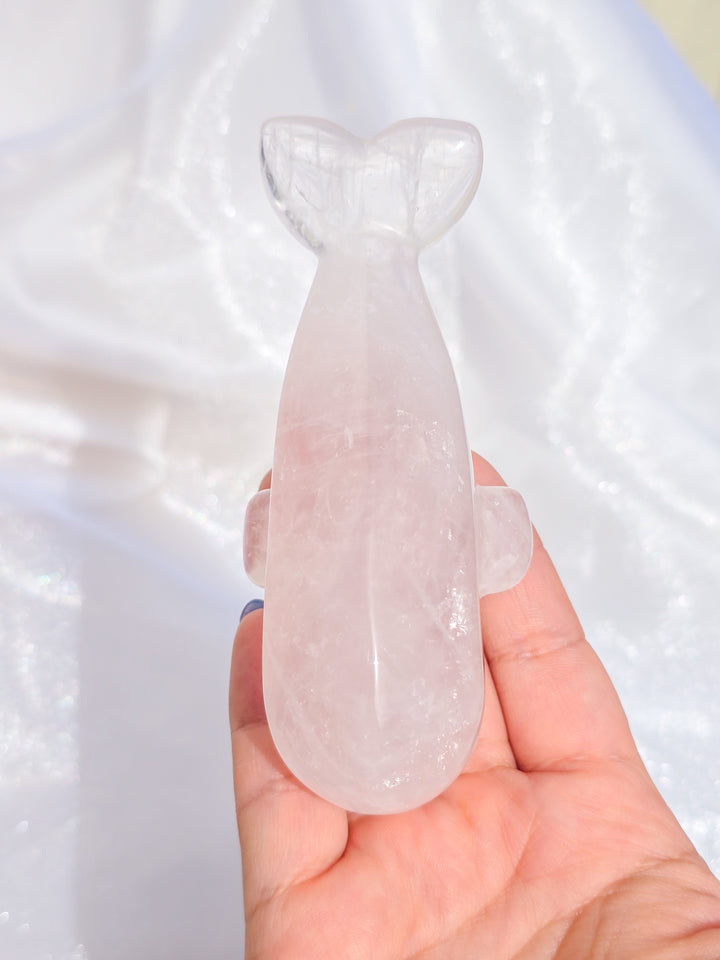 Brazilian Rose Quartz Whale Carving