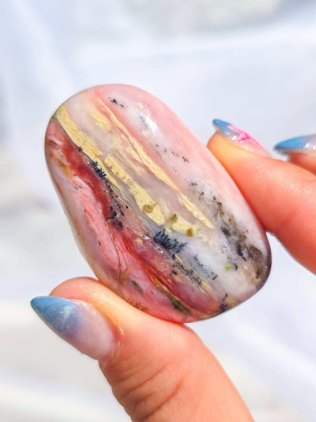 Strawberry 🍓 and Lime Opal Sorbet Palm Stone.