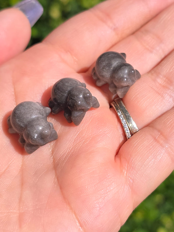 Mini Silver Sheen Obsidian Spider