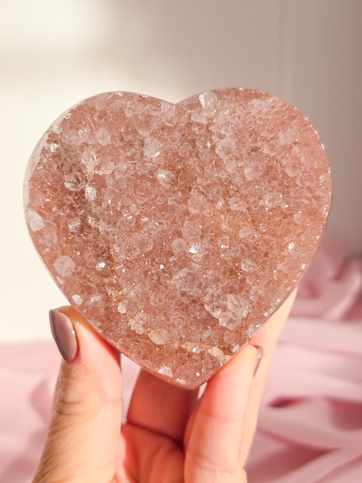 Vintage Rose Pink Rainbow Amethyst Heart d
