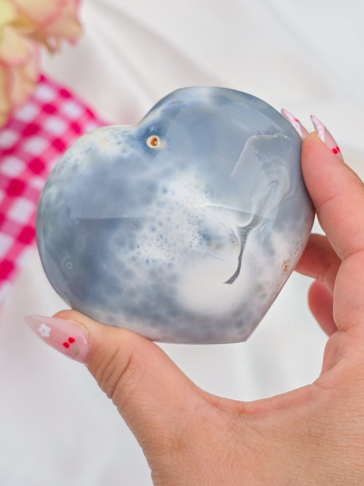 Orca Agate Puffy Heart C