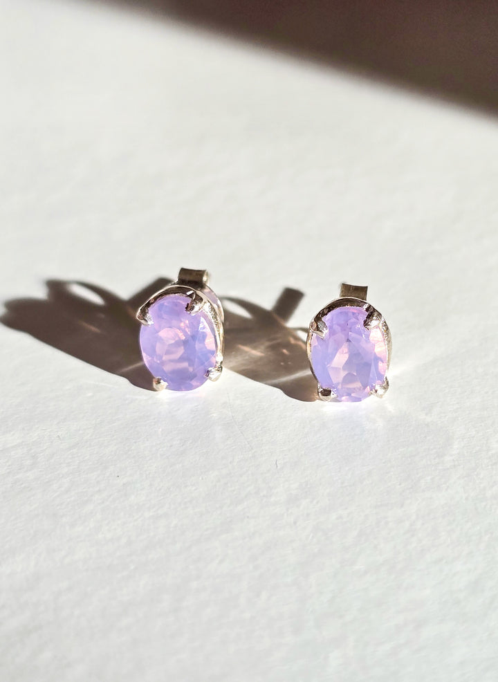 Lavender Moon Quartz Stud Earrings