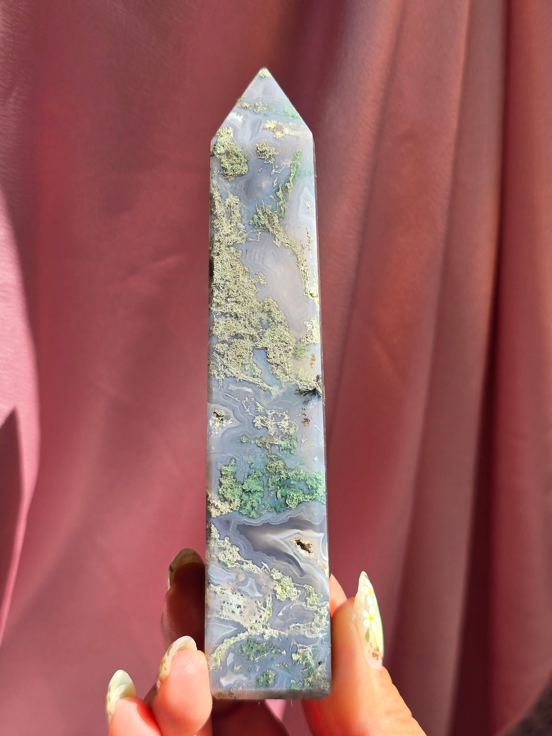 Moss Agate Obelisk