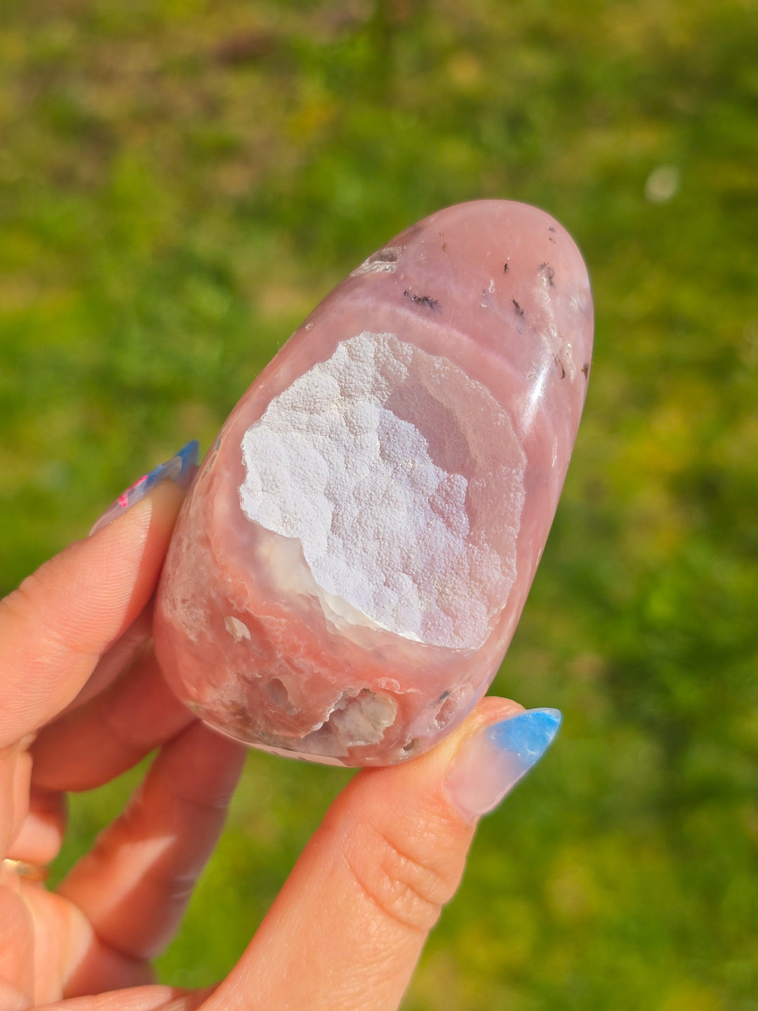 Sugar Druzy Pink Opal Palm Stones From Peru
