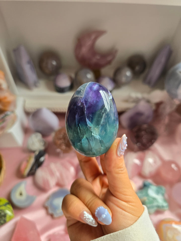 Moody Rainbow Fluorite Egg B