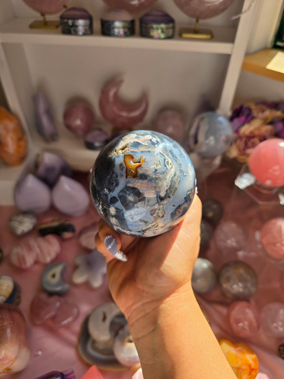Cosmic Blue Sea Jasper Sphere