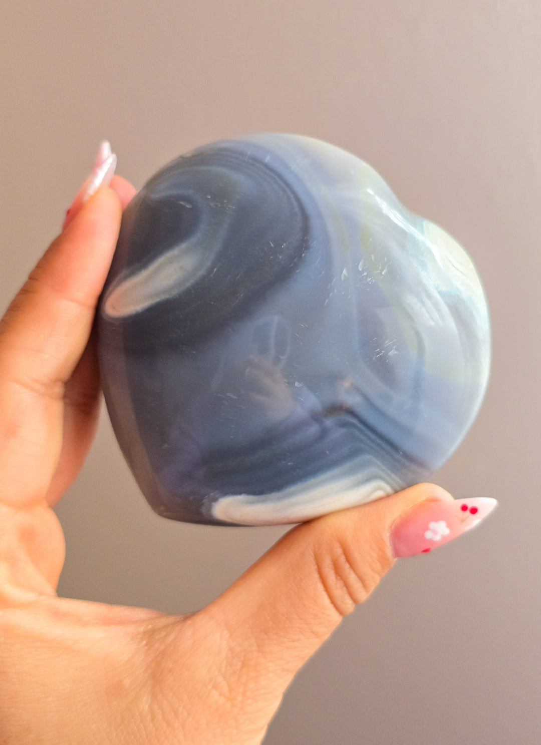 Orca Agate Puffy Heart I
