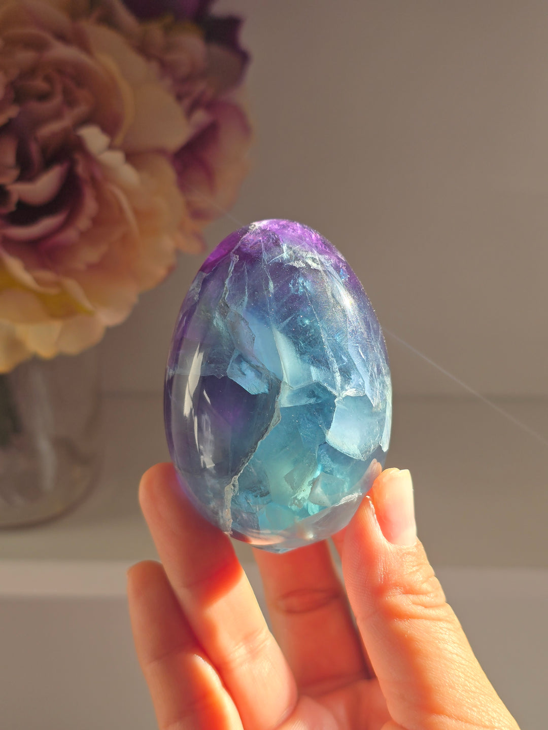 Moody Rainbow Fluorite Egg A