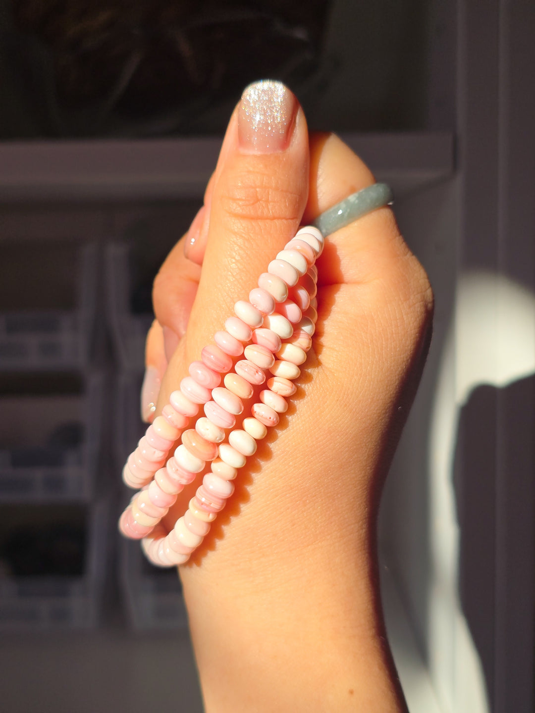 Pink Conch Rondelle 6mm Bracelet