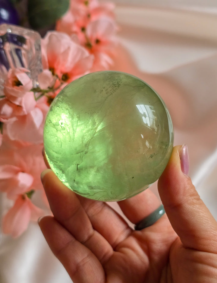 Green Apple 🍏 Fluorite Sphere b