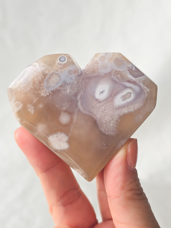 You Pick, Faceted Flower Agate Heart