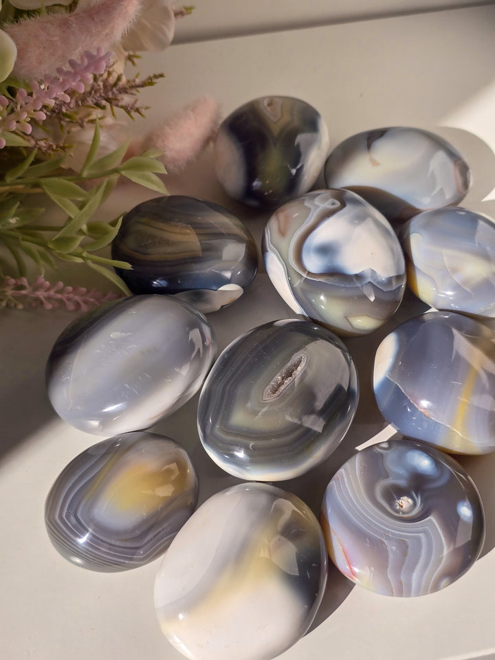You Pick, Orca Agate Palm Stones