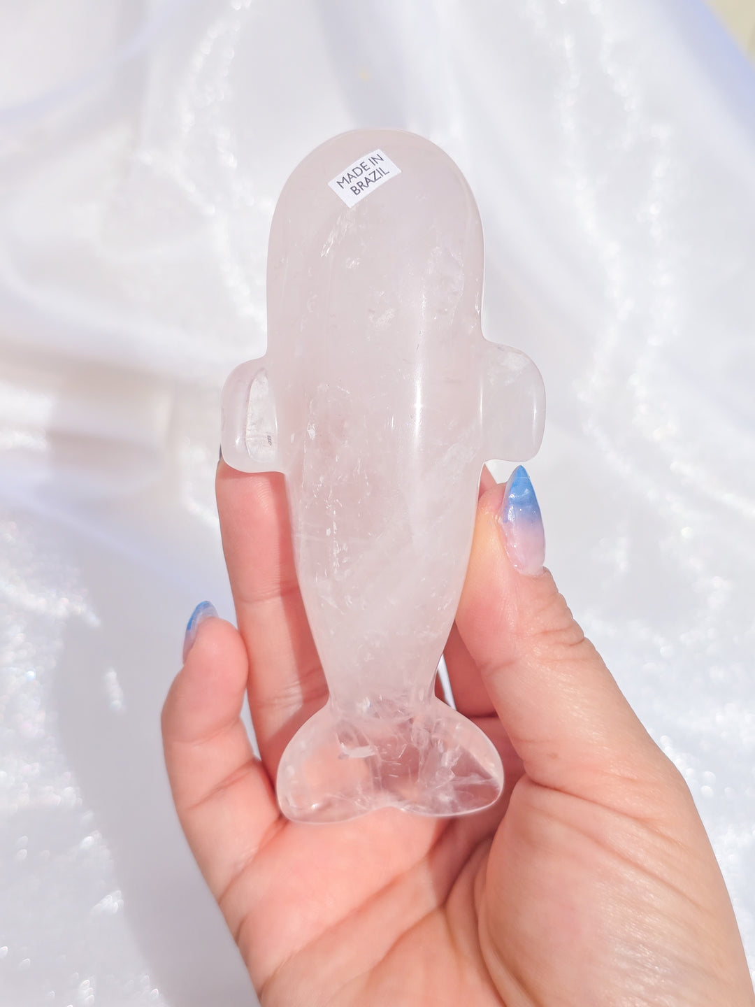 Brazilian Rose Quartz Whale Carving