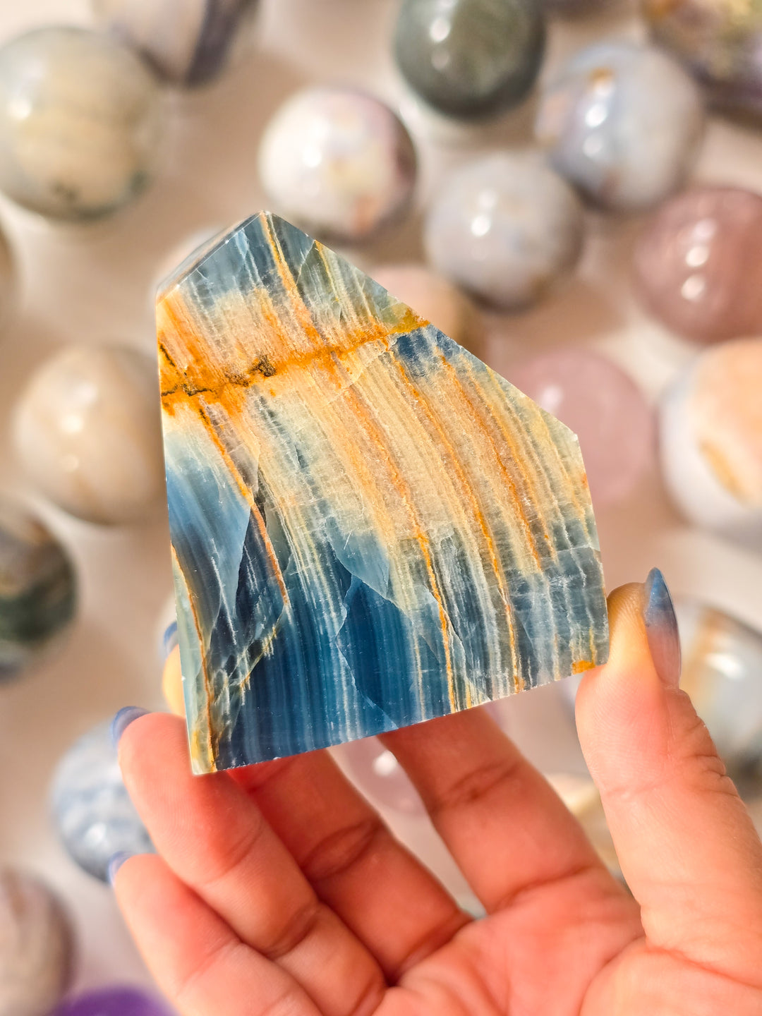 HQ Aquatine Blue Calcite Large Gusher