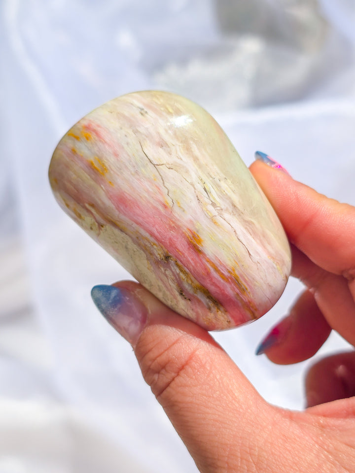 Strawberry 🍓 and Lime Opal Sorbet Palm Stone.