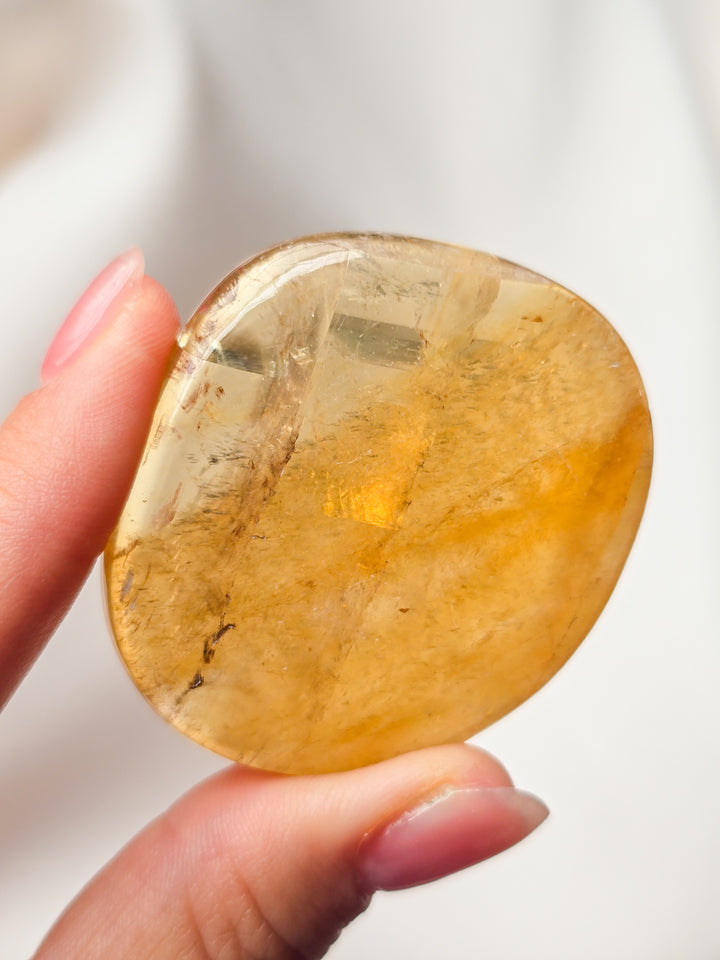 Honey Optical Calcite Flat Stone