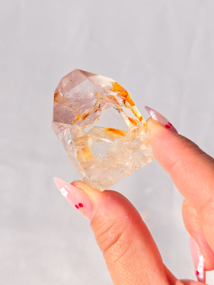 Pink Lithium Quartz Tower w/ Golden Healer J
