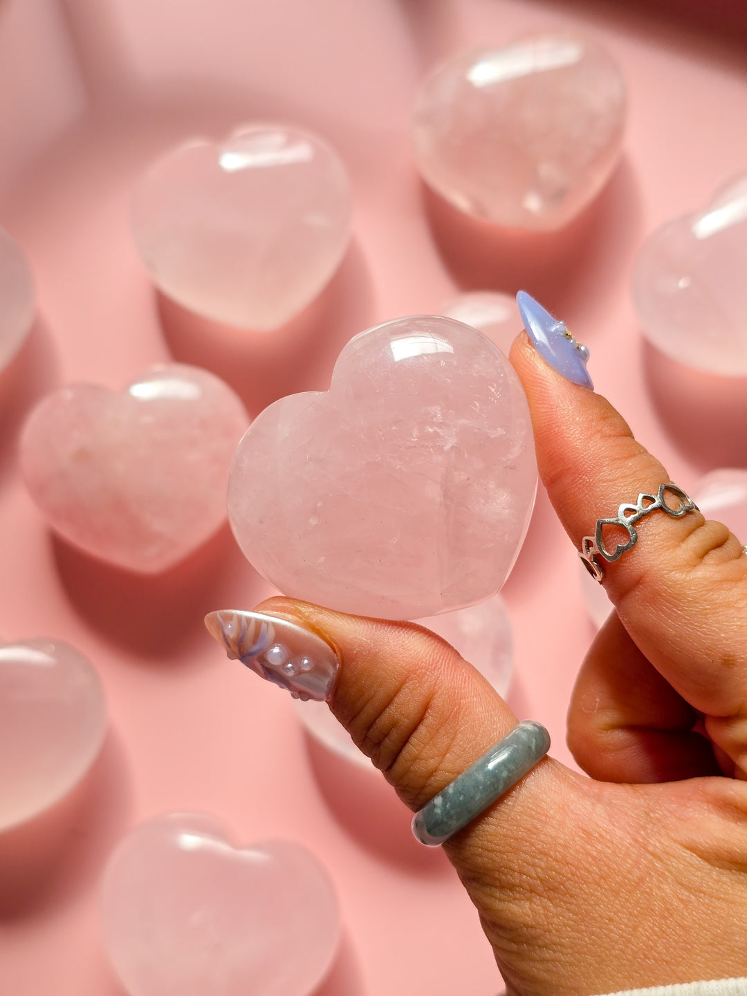 Pocket Puffy Rose Quartz Heart