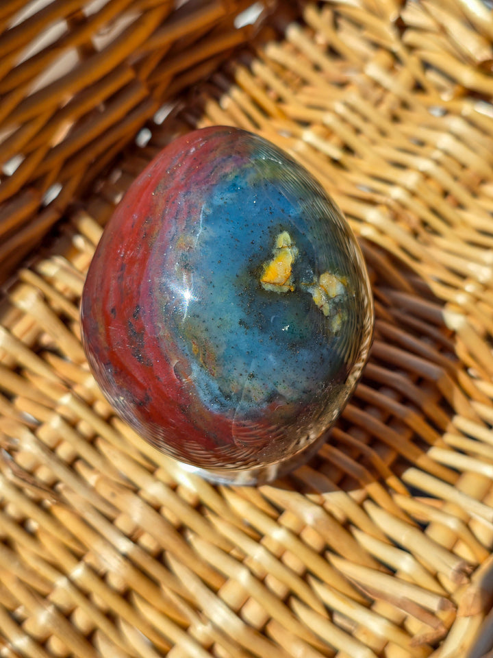 Large Sea Jasper Egg with Pyrite Inclusions