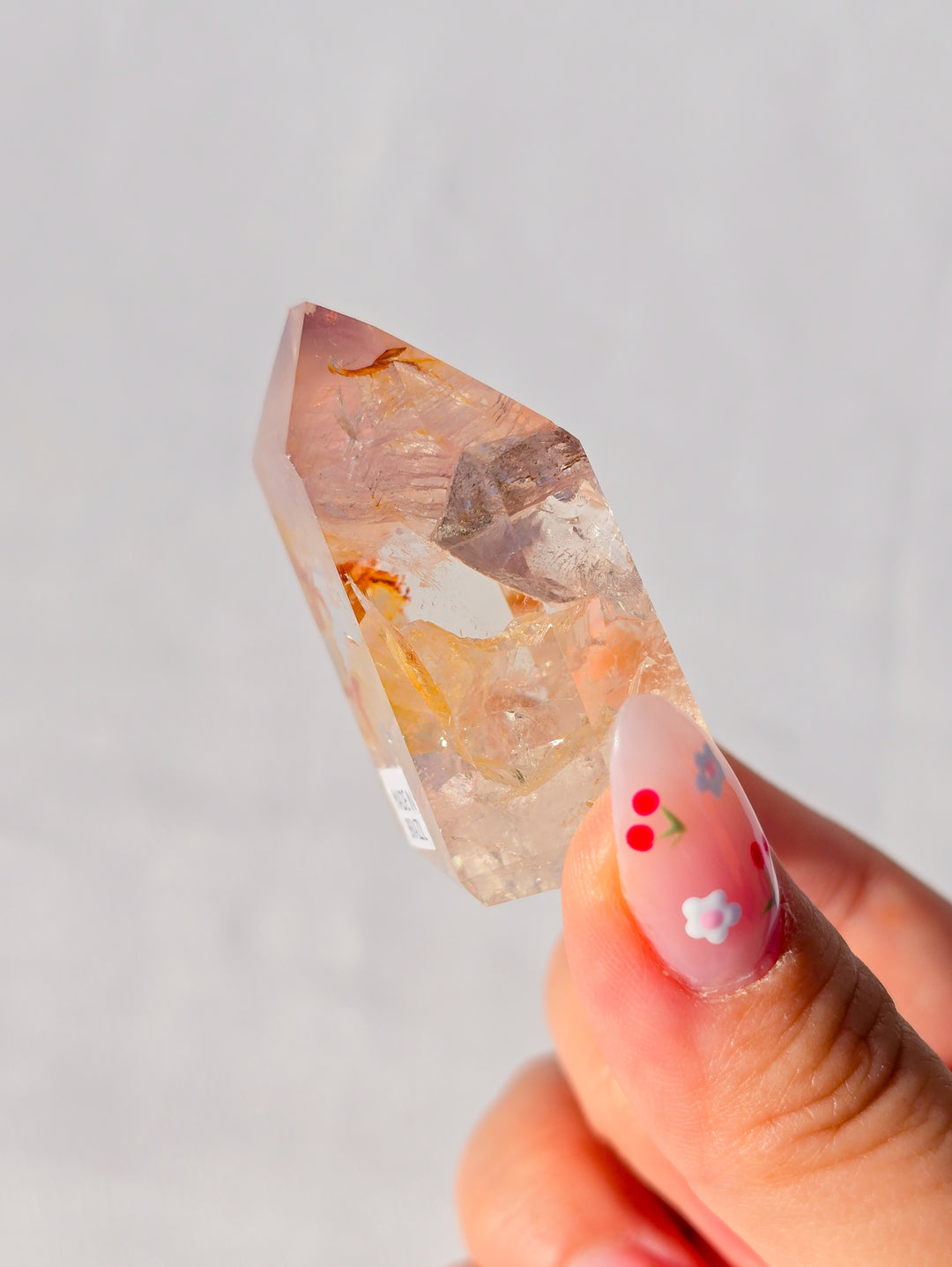 Pink Lithium Quartz Tower w/ Golden Healer J