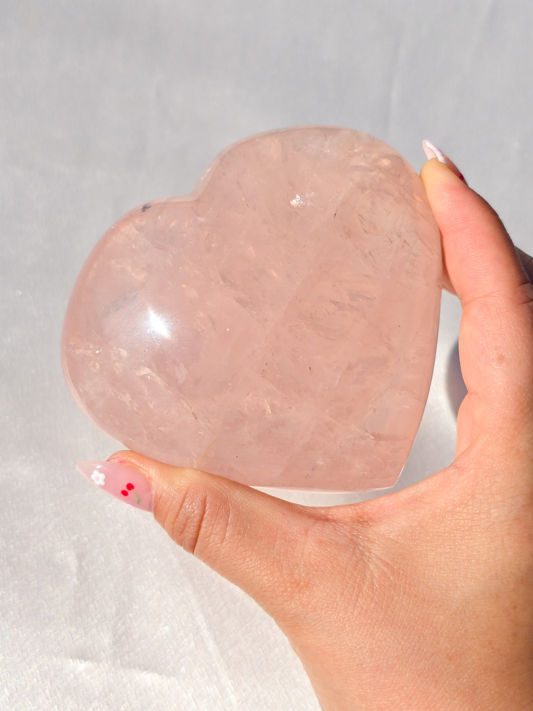 Rose Quartz Puffy Heart B
