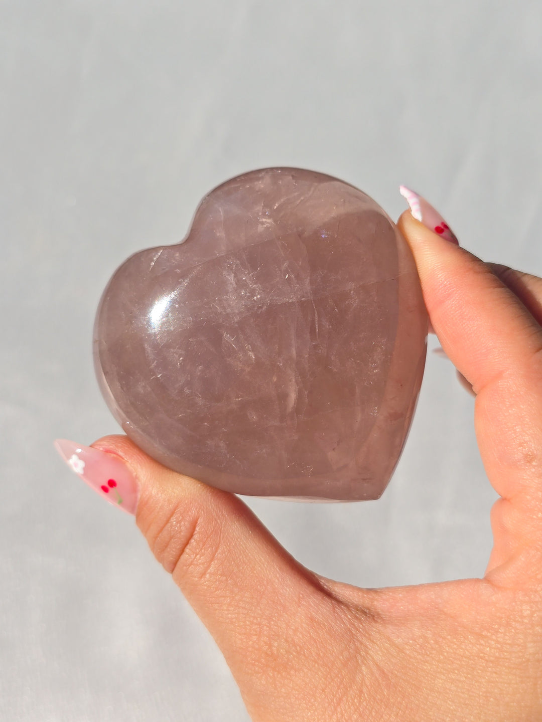 Rose Quartz Puffy Heart E