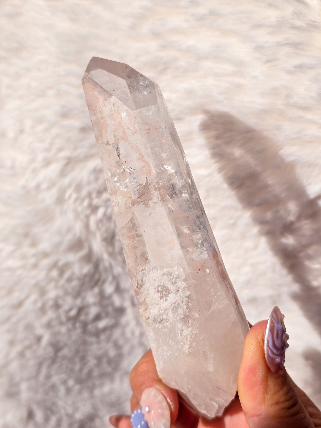 Pink Lemurian Quartz Point