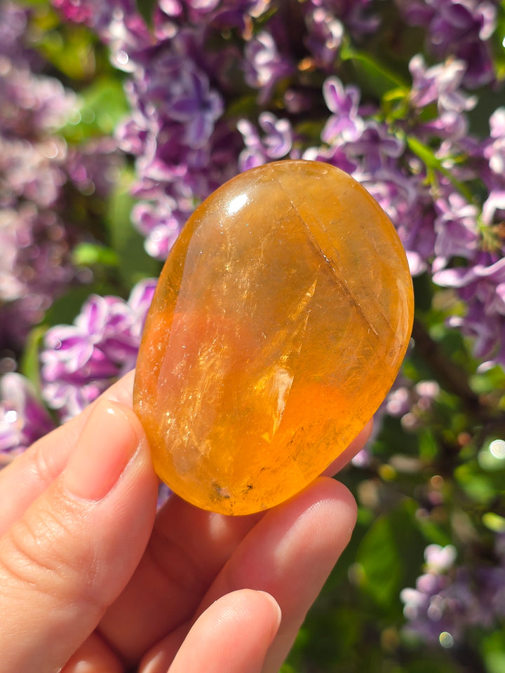 Honey Optical Calcite Flat Stone