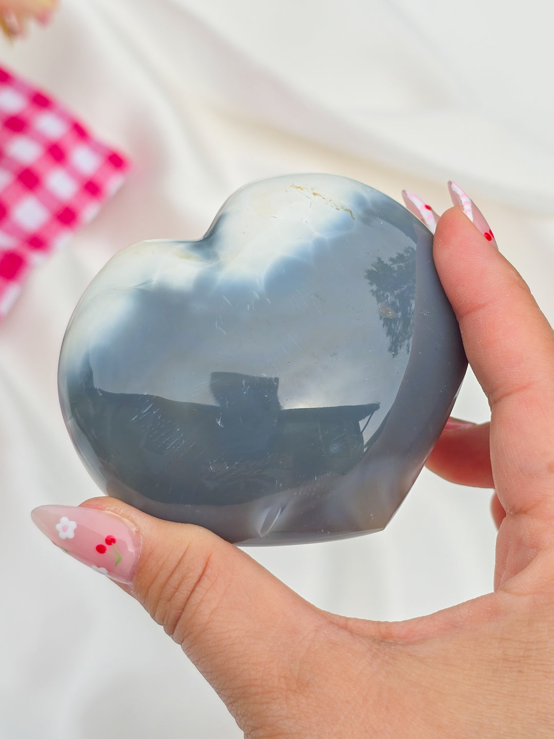 Orca Agate Puffy Heart E