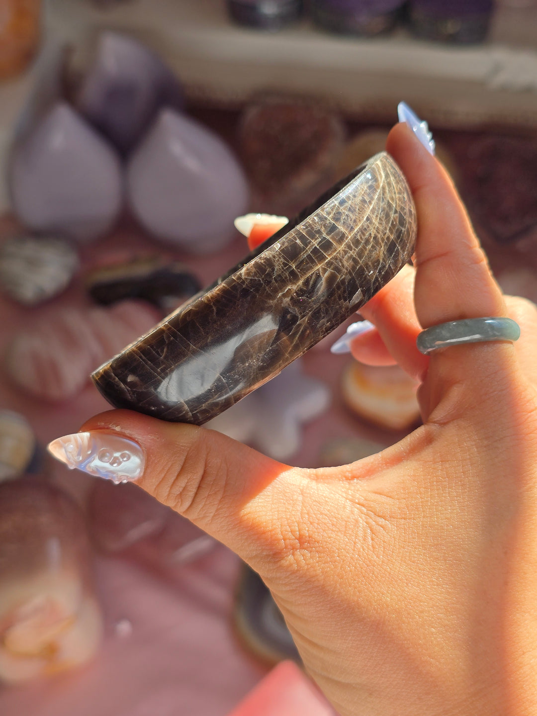 Black Moonstone Jewelry Bowl