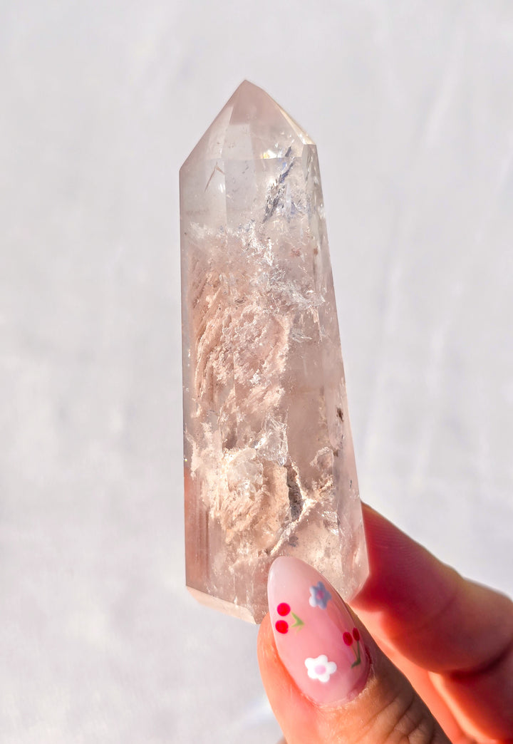 Pink Lithium Quartz with Garden Tower F