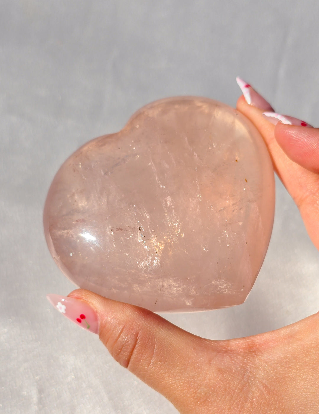 Rose Quartz Puffy Heart D