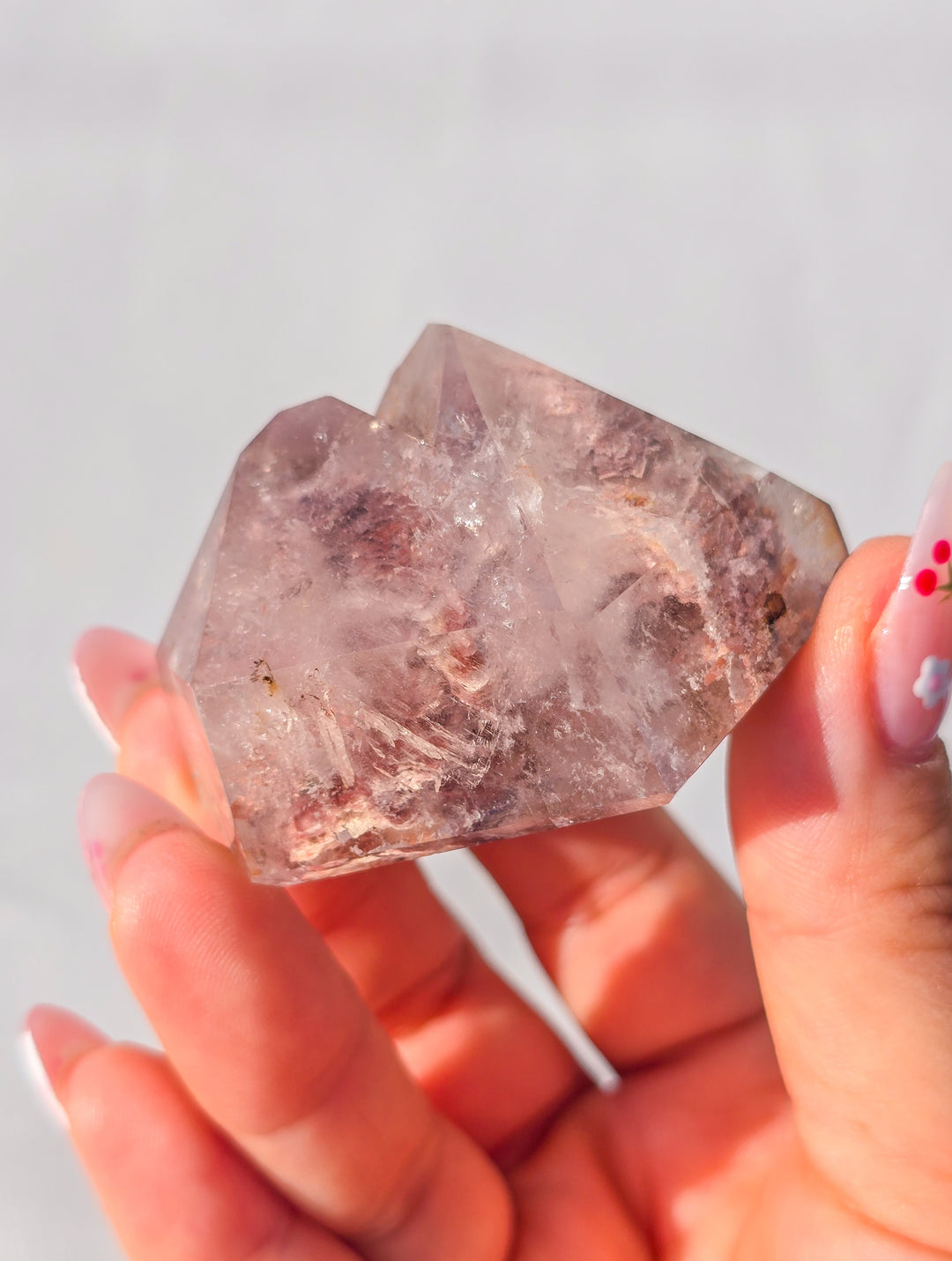 Pink Lithium with Garden Quartz Tower G