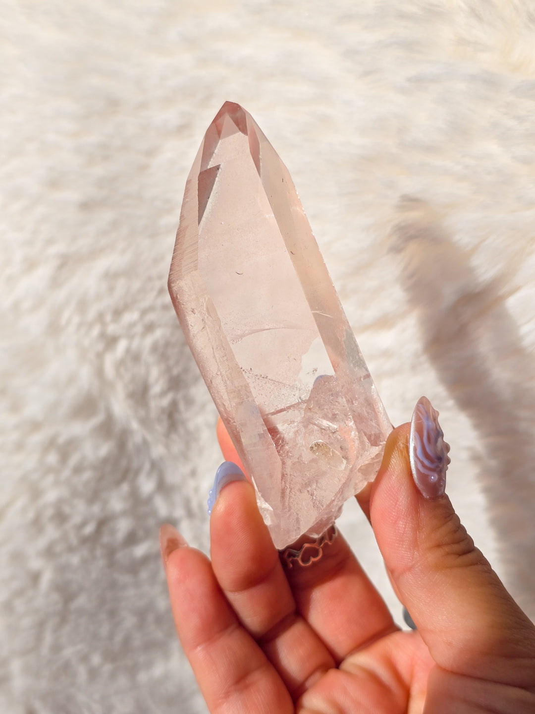 Pink Lemurian Quartz Point