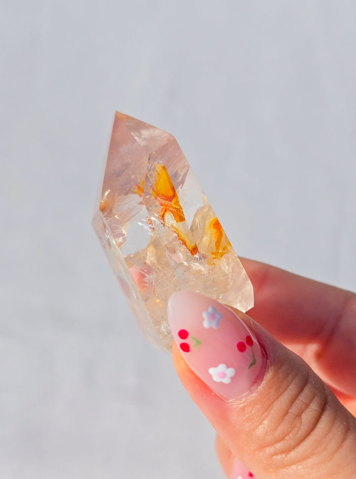 Pink Lithium Quartz Tower w/ Golden Healer J