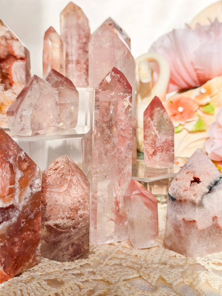 Pink Lemurian Quartz Towers
