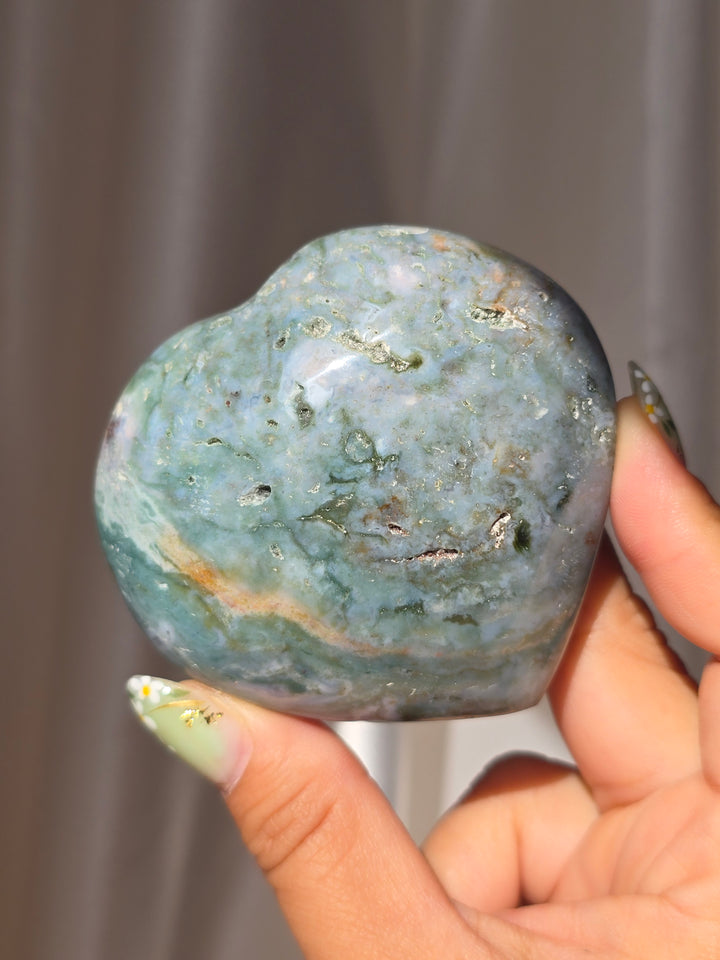 Sea Jasper Puffy Heart j10