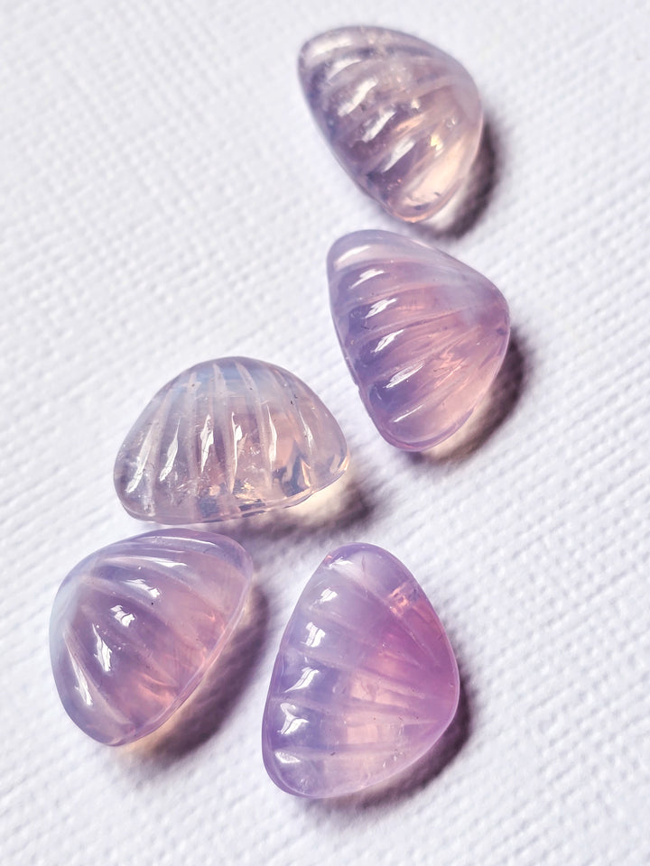 Lavender Moon Quartz Clam Carving