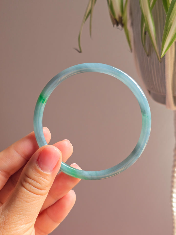 Guatemalan Blue Water Jade Thin Bangle A