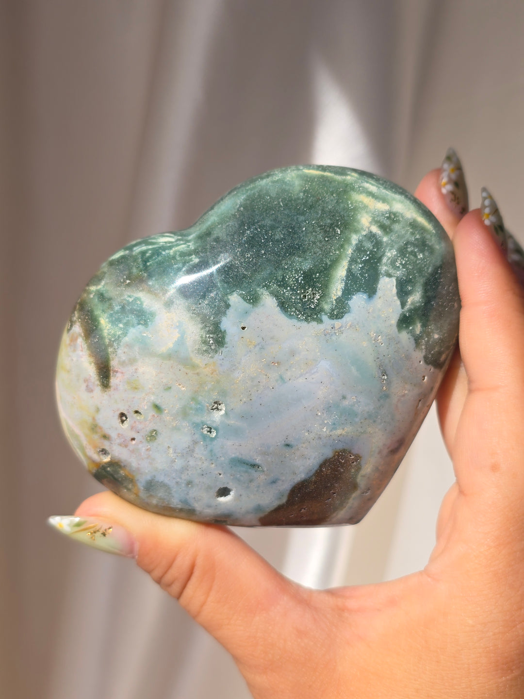 Sea Jasper Puffy Heart a1