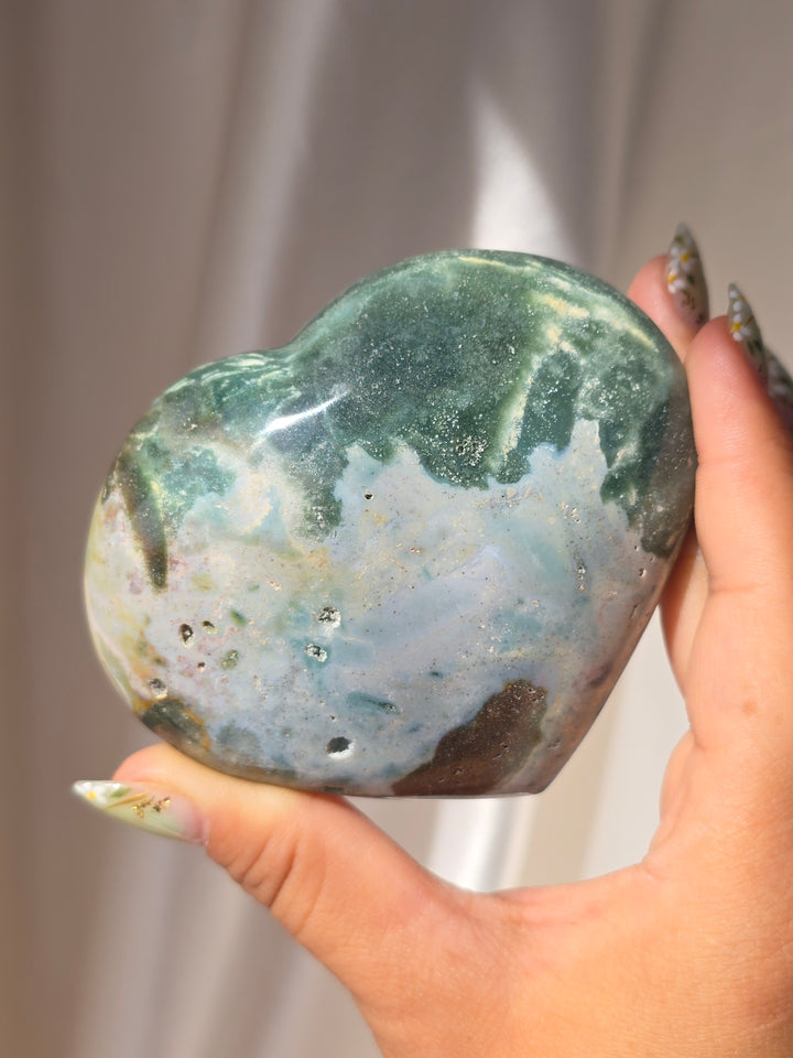 Sea Jasper Puffy Heart a1
