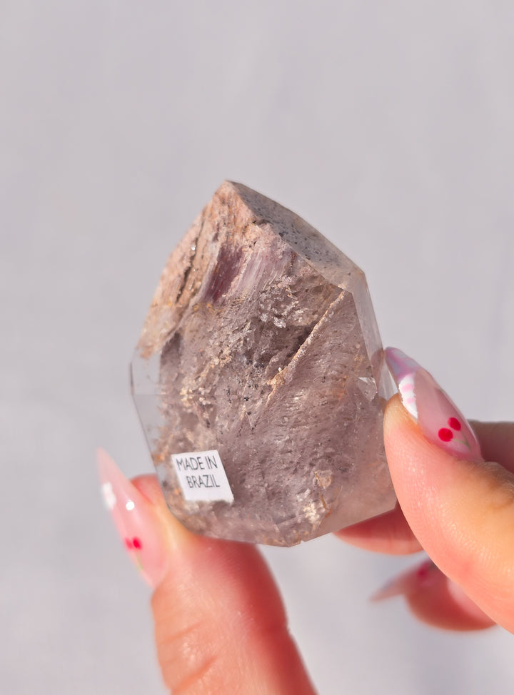 Pink Lithium with Garden Quartz Tower H