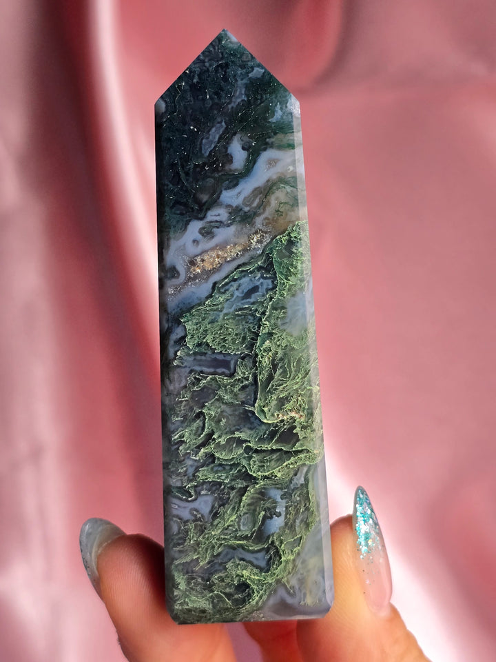 Moss Agate Tower from India