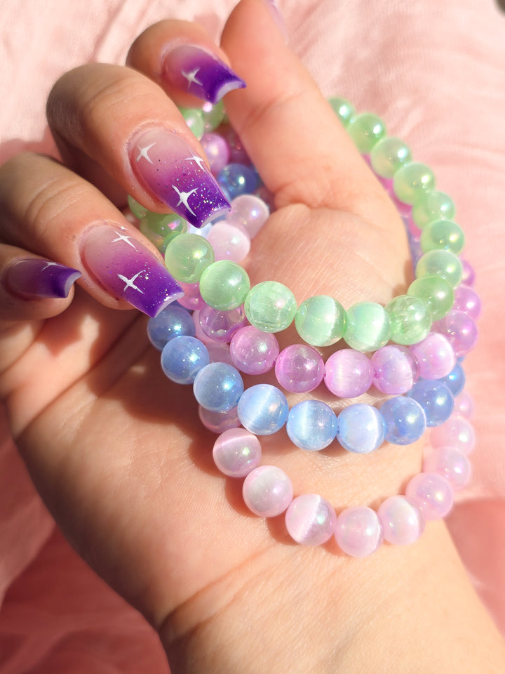 Candy Aura Satin Spar Selenite 8mm Bracelets